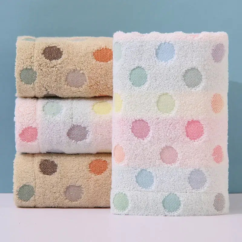 Cute pink & beige dot face towel set bathroom cotton linens