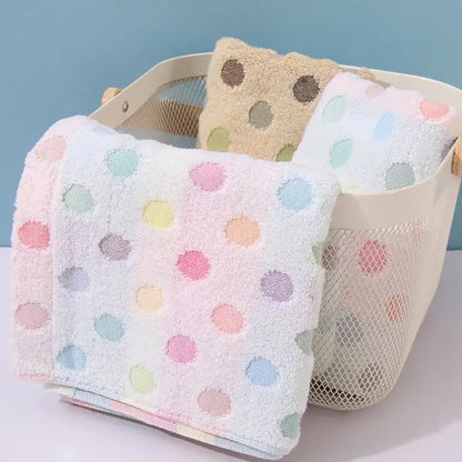 Cute pink & beige dot face towel set bathroom cotton linens