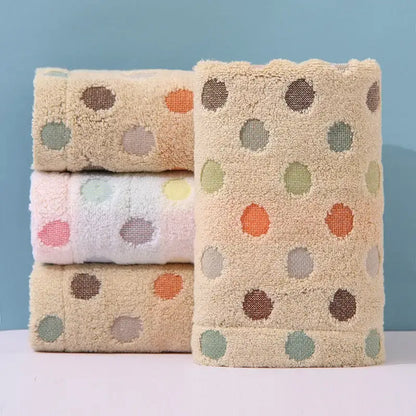 Cute pink & beige dot face towel set bathroom cotton linens