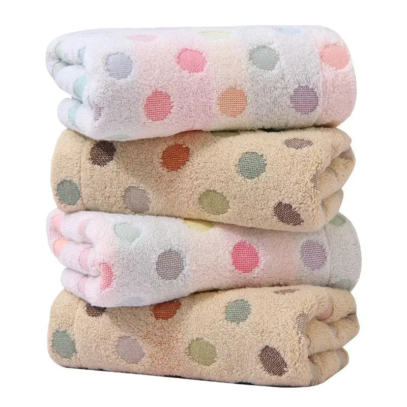 Cute pink & beige dot face towel set bathroom cotton linens