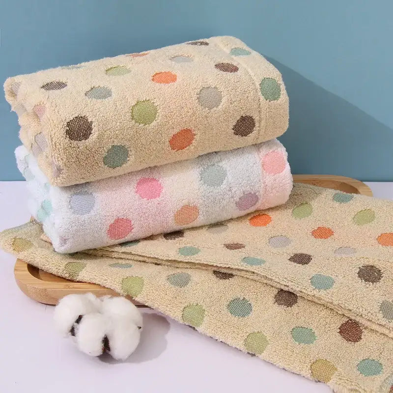 Cute pink & beige dot face towel set bathroom cotton linens
