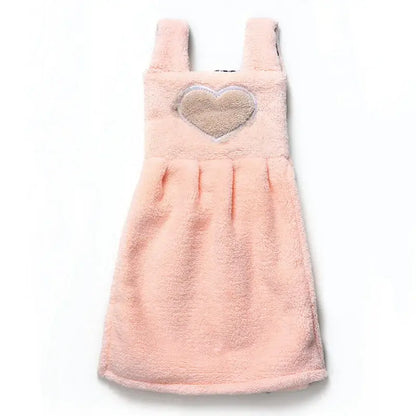 Cute pink & light blue plush dress cartoon hand towel kitchen decor