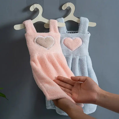Cute pink & light blue plush dress cartoon hand towel kitchen decor