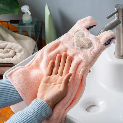 Cute pink & light blue plush dress cartoon hand towel kitchen decor