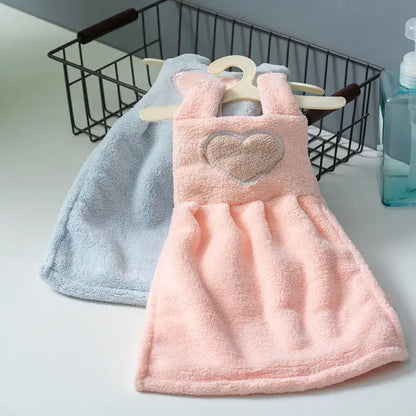 Cute pink & light blue plush dress cartoon hand towel kitchen decor