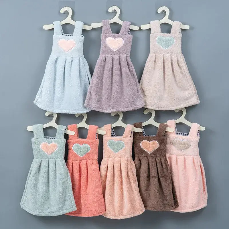Cute pink & light blue plush dress cartoon hand towel kitchen decor