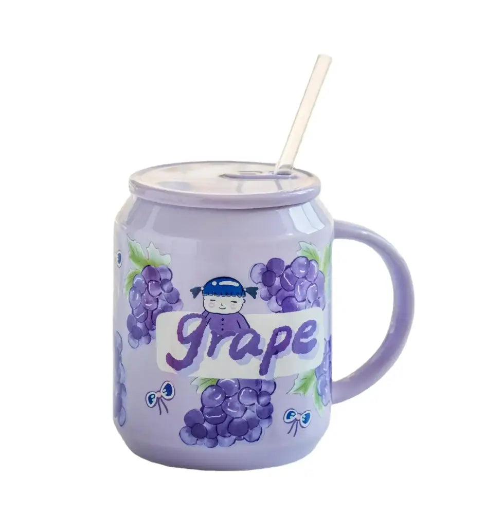 Cute pink strawberry fruit shape ceramic mug kitchen cup with lid