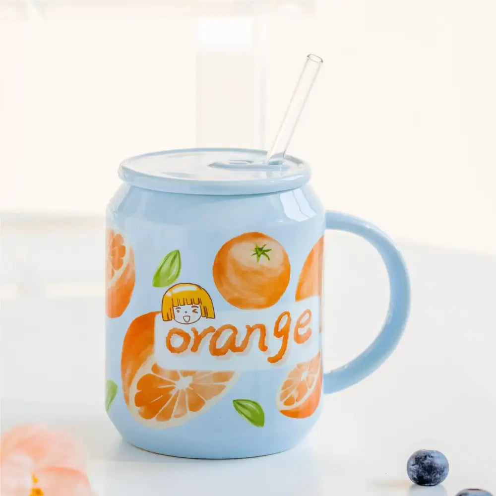 Cute pink strawberry fruit shape ceramic mug kitchen cup with lid