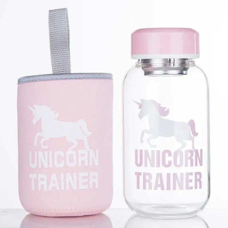 Cute polar bear and seal blue glass water bottle kitchen drinkware