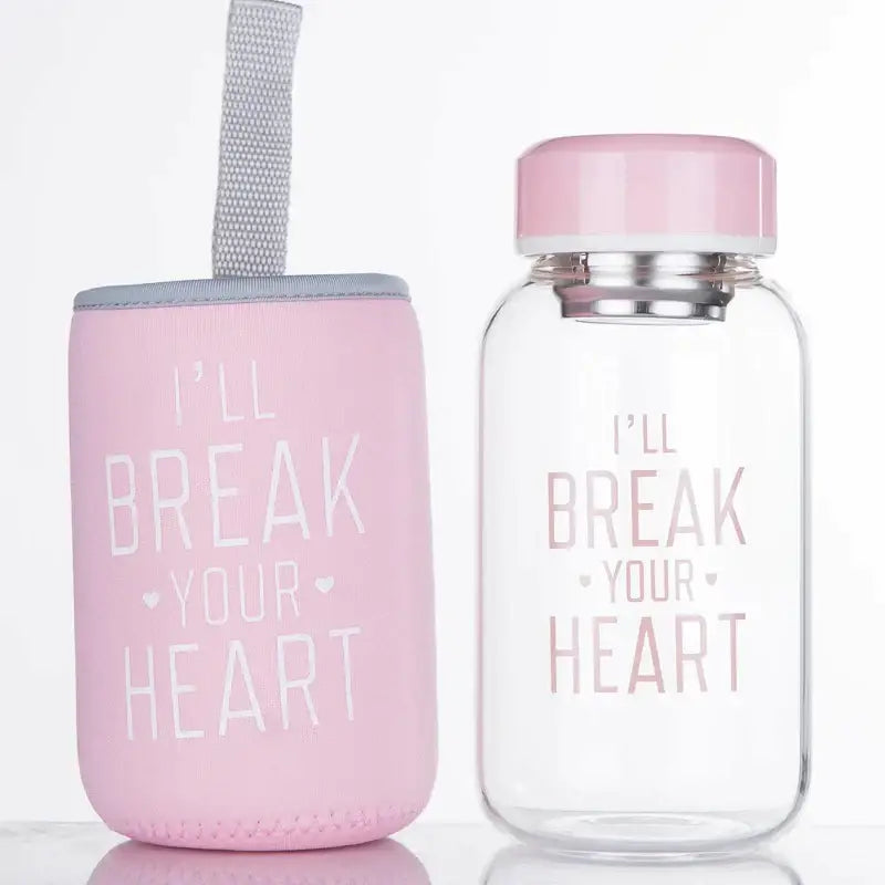 Cute polar bear and seal blue glass water bottle kitchen drinkware