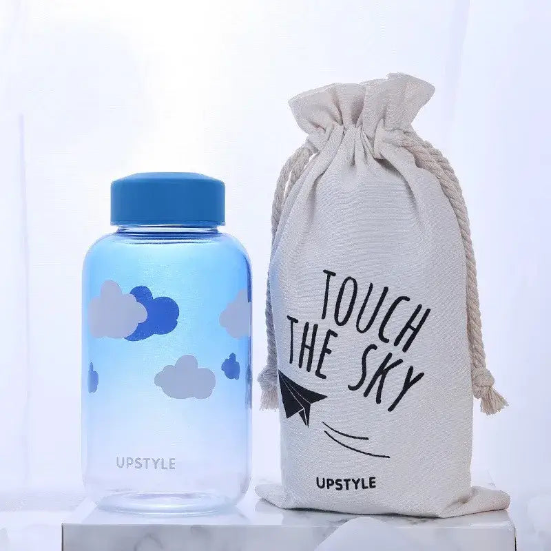 Cute polar bear and seal blue glass water bottle kitchen drinkware
