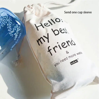 Cute polar bear and seal blue glass water bottle kitchen drinkware