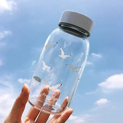 Cute polar bear and seal blue glass water bottle kitchen drinkware