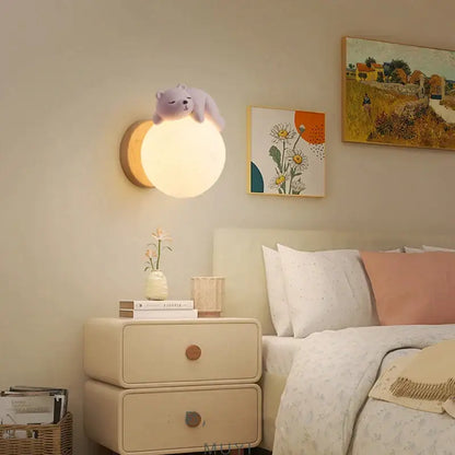 Cute polar bear cartoon animal wall light for bedroom lighting