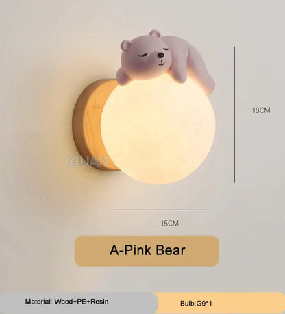 Cute polar bear cartoon animal wall light for bedroom lighting