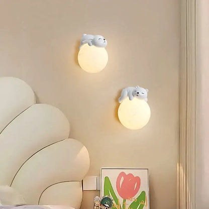 Cute polar bear cartoon animal wall light for bedroom lighting