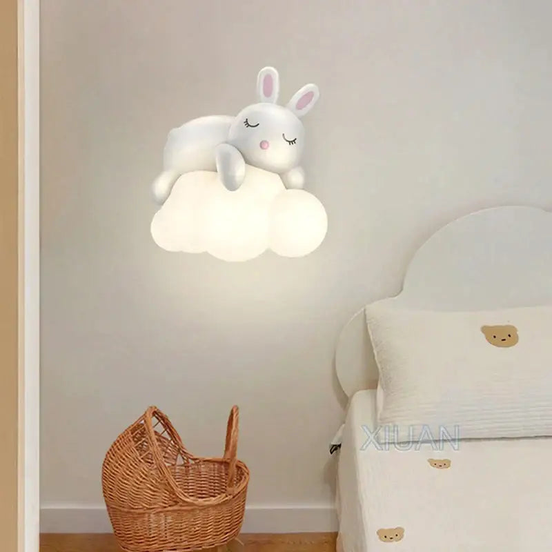 Cute polar bear cloud wall lamp for kids bedroom decor