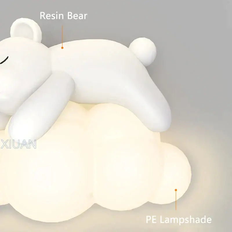 Cute polar bear cloud wall lamp for kids bedroom decor