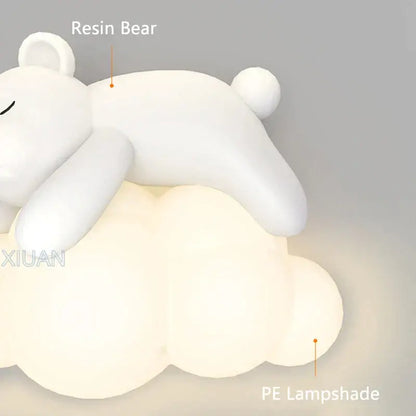 Cute polar bear cloud wall lamp for kids bedroom decor
