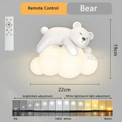 Cute polar bear cloud wall lamp for kids bedroom decor
