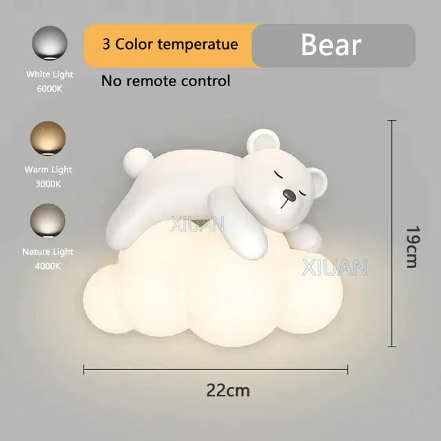 Cute polar bear cloud wall lamp for kids bedroom decor