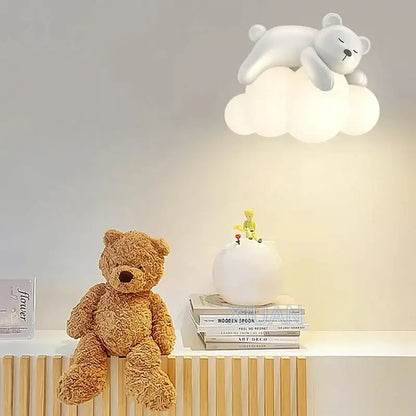 Cute polar bear cloud wall lamp for kids bedroom decor