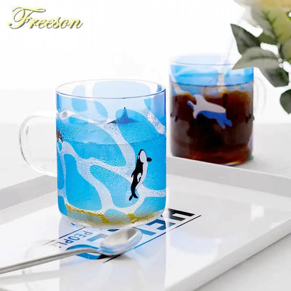Cute polar bear glass coffee mug kitchen heat resistant tea cup