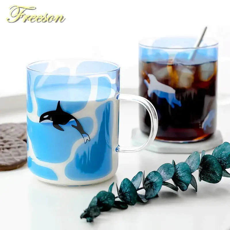 Cute polar bear glass coffee mug kitchen heat resistant tea cup