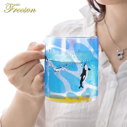 Cute polar bear glass coffee mug kitchen heat resistant tea cup