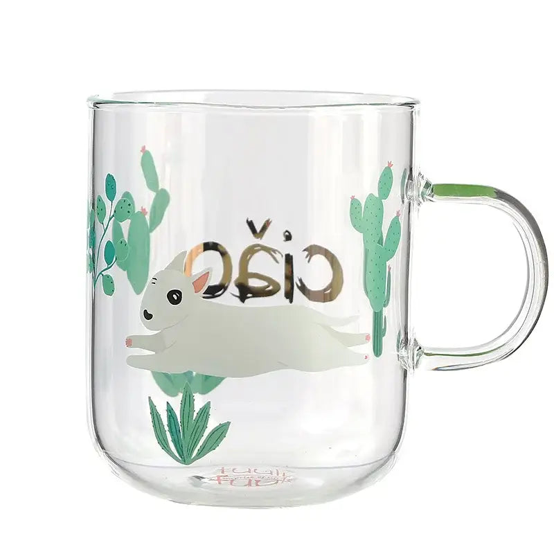 Cute polar bear glass coffee mug kitchen heat resistant tea cup