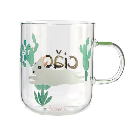 Cute polar bear glass coffee mug kitchen heat resistant tea cup
