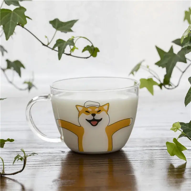 Cute polar bear glass coffee mug kitchen heat resistant tea cup