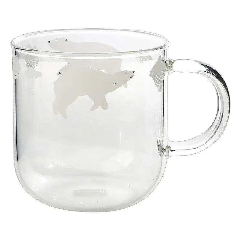 Cute polar bear glass coffee mug kitchen heat resistant tea cup