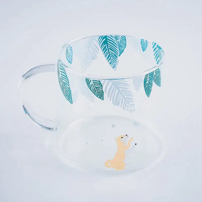 Cute polar bear glass coffee mug kitchen heat resistant tea cup