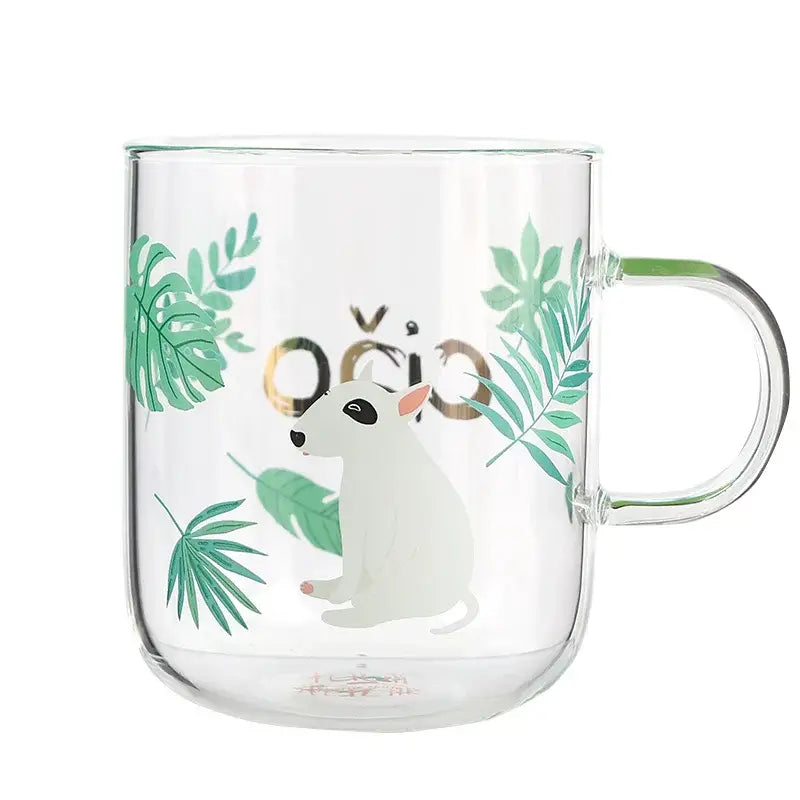 Cute polar bear glass coffee mug kitchen heat resistant tea cup