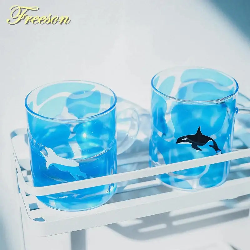 Cute polar bear glass coffee mug kitchen heat resistant tea cup