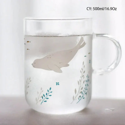 Cute polar bear glass coffee mug kitchen heat resistant tea cup