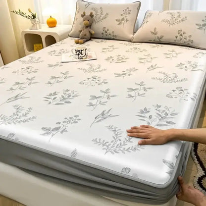 Cute rabbit floral white mattress set bedroom cooling ice silk