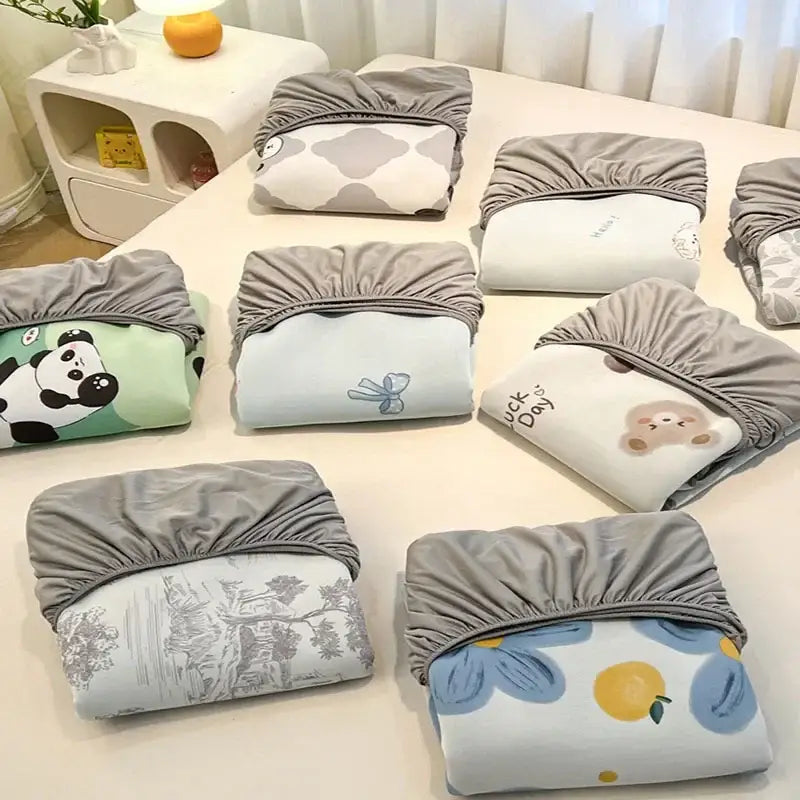Cute rabbit floral white mattress set bedroom cooling ice silk