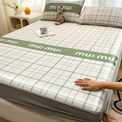 Cute rabbit floral white mattress set bedroom cooling ice silk