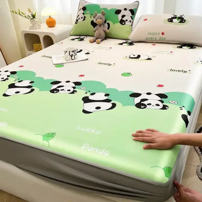 Cute rabbit floral white mattress set bedroom cooling ice silk