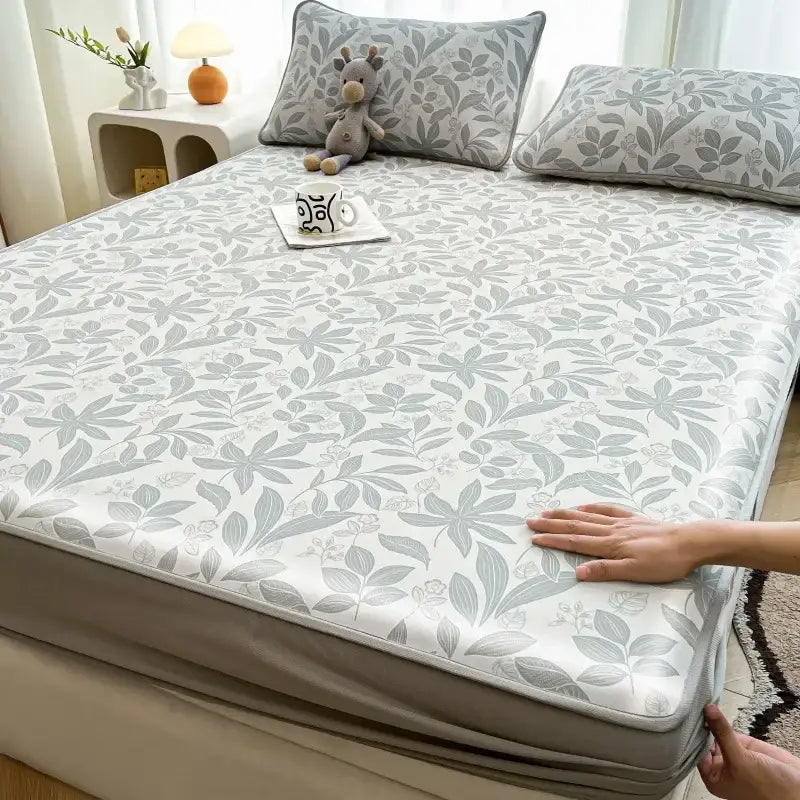 Cute rabbit floral white mattress set bedroom cooling ice silk