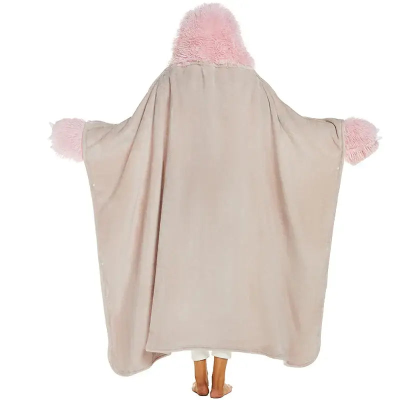 Cute sloth beige & pink flannel lap blanket bedroom plush shawl