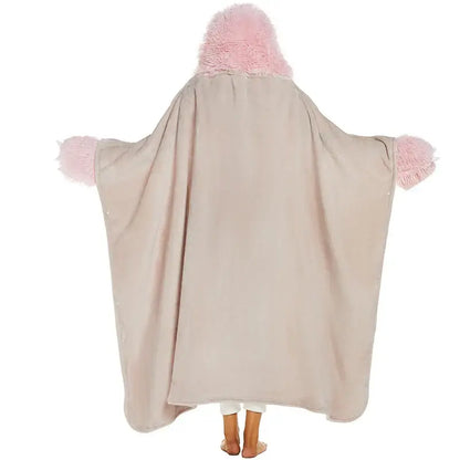 Cute sloth beige & pink flannel lap blanket bedroom plush shawl