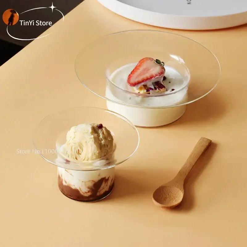 Cute straw hat glass bowl dining room dessert dish