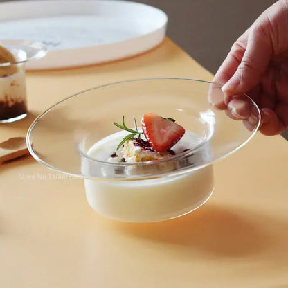 Cute straw hat glass bowl dining room dessert dish