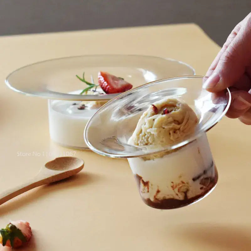 Cute straw hat glass bowl dining room dessert dish