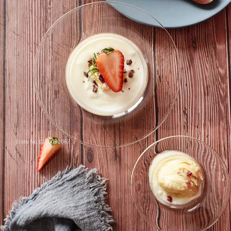 Cute straw hat glass bowl dining room dessert dish