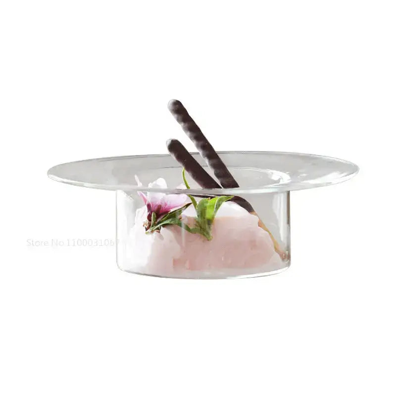 Cute straw hat glass bowl dining room dessert dish