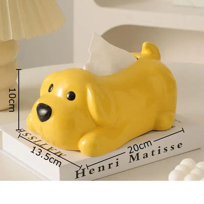 Cute white ceramic poodle cartoon puppy tissue box bedroom decor